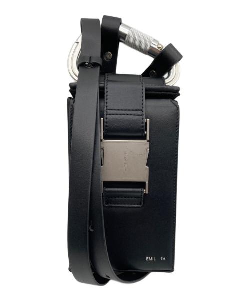 HELIOT EMIL（ヘリオットエミル）HELIOT EMIL (ヘリオットエミル) レザー カラビナ フォンスリング/LEATHER PHONE SLING ブラックの古着・服飾アイテム