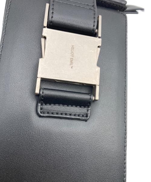 HELIOT EMIL（ヘリオットエミル）HELIOT EMIL (ヘリオットエミル) レザー カラビナ フォンスリング/LEATHER PHONE SLING ブラックの古着・服飾アイテム