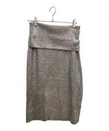 DIESEL（ディーゼル）の古着「M-ADHUETTE コーティング ニットロングスカート」｜シルバー
