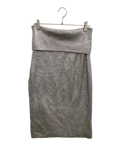 DIESEL（ディーゼル）DIESEL (ディーゼル) M-ADHUETTE コーティング ニットロングスカート シルバー サイズ:Ｍの古着・服飾アイテム