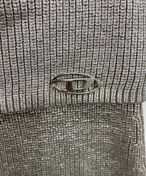 DIESEL（ディーゼル）DIESEL (ディーゼル) M-ADHUETTE コーティング ニットロングスカート シルバー サイズ:Ｍの古着・服飾アイテム