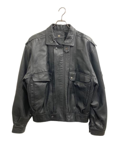 ノーブランド（ノーブランド）ノーブランド (ノーブランド) レザーボンバーブルゾン ブラック サイズ:Mの古着・服飾アイテム