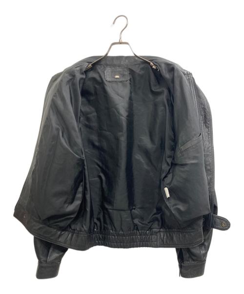 ノーブランド（ノーブランド）ノーブランド (ノーブランド) レザーボンバーブルゾン ブラック サイズ:Mの古着・服飾アイテム