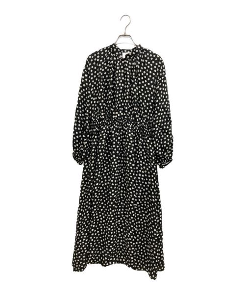 1er Arrondissement（プルミエ アロンディスモン）1er Arrondissement (プルミエ アロンディスモン) キュプラモダールドットシャーリングドレス ブラック サイズ:36の古着・服飾アイテム