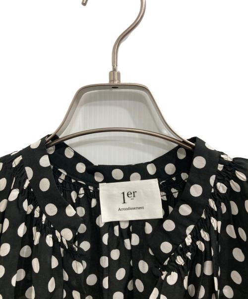 1er Arrondissement（プルミエ アロンディスモン）1er Arrondissement (プルミエ アロンディスモン) キュプラモダールドットシャーリングドレス ブラック サイズ:36の古着・服飾アイテム