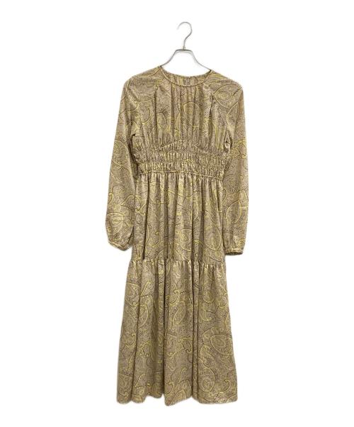 Noble（ノーブル）Noble (ノーブル) ペイズリープリントギャザーロングワンピース ベージュ サイズ:-の古着・服飾アイテム