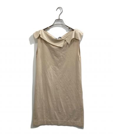 中古・古着通販】FOXEY (フォクシー) ノースリーブワンピース ベージュ