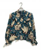 SOULEIADOソレイアード）の古着「コットンプリント シャーリングブラウス」｜ブルー