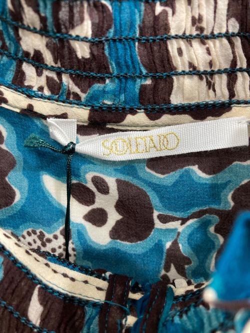 SOULEIADO（ソレイアード）SOULEIADO (ソレイアード) コットンプリント シャーリングブラウス ブルー サイズ:36の古着・服飾アイテム