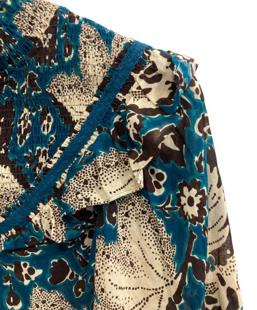 SOULEIADO（ソレイアード）SOULEIADO (ソレイアード) コットンプリント シャーリングブラウス ブルー サイズ:36の古着・服飾アイテム