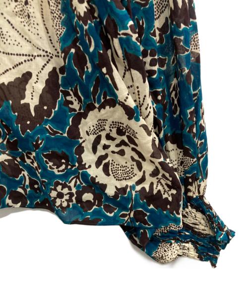 SOULEIADO（ソレイアード）SOULEIADO (ソレイアード) コットンプリント シャーリングブラウス ブルー サイズ:36の古着・服飾アイテム