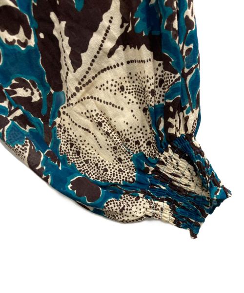 SOULEIADO（ソレイアード）SOULEIADO (ソレイアード) コットンプリント シャーリングブラウス ブルー サイズ:36の古着・服飾アイテム