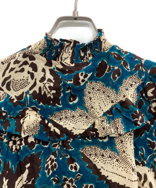 SOULEIADO（ソレイアード）SOULEIADO (ソレイアード) コットンプリント シャーリングブラウス ブルー サイズ:36の古着・服飾アイテム