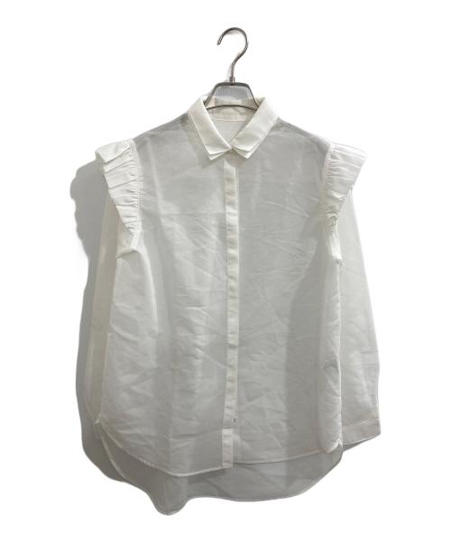 BORDERS at BALCONY（ボーダーズアットバルコニー）BORDERS at BALCONY (ボーダーズアットバルコニー) PUFF SLEEVE SHEER SHIRT ホワイト サイズ:36の古着・服飾アイテム