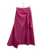 ebureエブール）の古着「リネンブレンド アシンメトリー ロングスカート」｜ピンク
