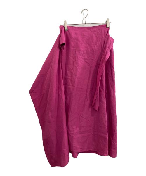 ebure（エブール）ebure (エブール) リネンブレンド アシンメトリー ロングスカート ピンク サイズ:36の古着・服飾アイテム