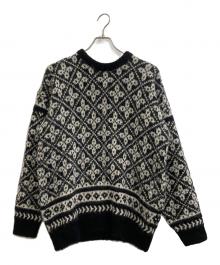 BATONER（バトナ―）の古着「MOHAIR LATOVIAN CREW NECK/モヘア ラトヴィアン クルーネック/モヘアニット」｜ブラック×ホワイト