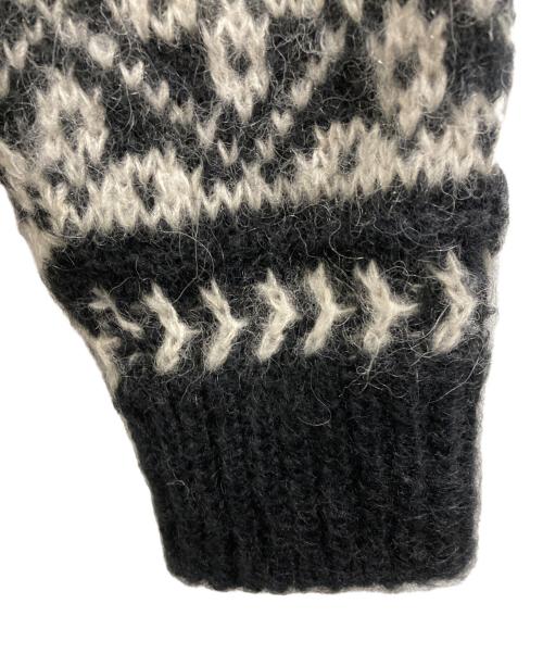 BATONER（バトナ―）BATONER　 (バトナ―) MOHAIR LATOVIAN CREW NECK/モヘア ラトヴィアン クルーネック/モヘアニット ブラック×ホワイト サイズ:3の古着・服飾アイテム