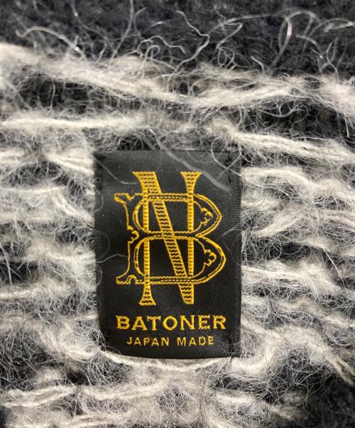 BATONER（バトナ―）BATONER　 (バトナ―) MOHAIR LATOVIAN CREW NECK/モヘア ラトヴィアン クルーネック/モヘアニット ブラック×ホワイト サイズ:3の古着・服飾アイテム