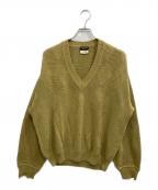 CELINEセリーヌ）の古着「シルクブレンドVネックニット」｜カーキ