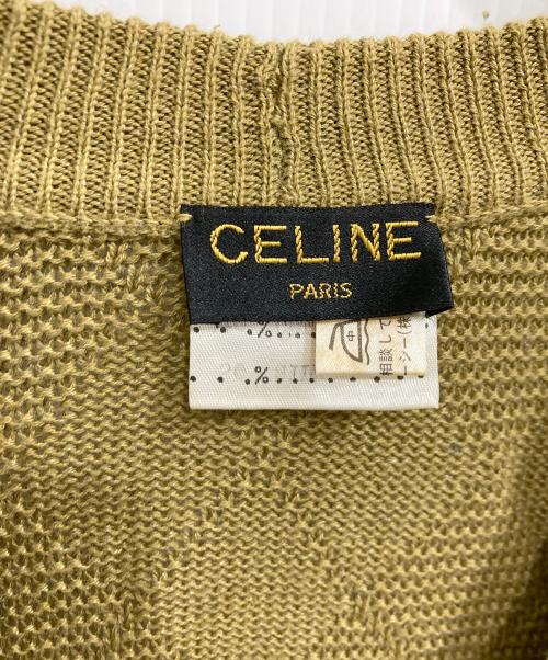 CELINE（セリーヌ）CELINE (セリーヌ) シルクブレンドVネックニット カーキ サイズ:52の古着・服飾アイテム