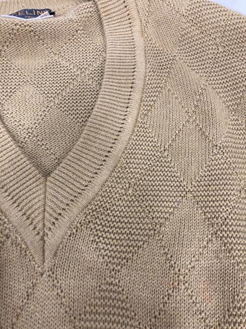 CELINE（セリーヌ）CELINE (セリーヌ) シルクブレンドVネックニット カーキ サイズ:52の古着・服飾アイテム