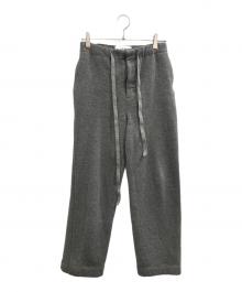 LOEWE（ロエベ）の古着「ドローストリング レザーパッチ ウールトラウザー」｜グレー