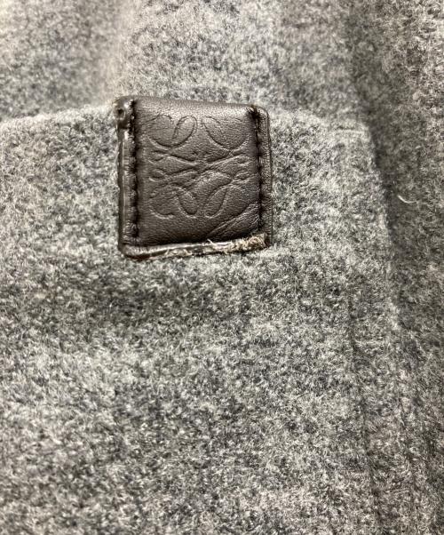 LOEWE（ロエベ）LOEWE (ロエベ) ドローストリング レザーパッチ ウールトラウザー グレー サイズ:42の古着・服飾アイテム