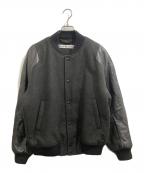 Acne studiosアクネ ストゥディオス）の古着「Leather Panel Wool Varsity Bomber Jacket/レザーパネル ウールバーシティボンバージャケット」｜チャコールグレー
