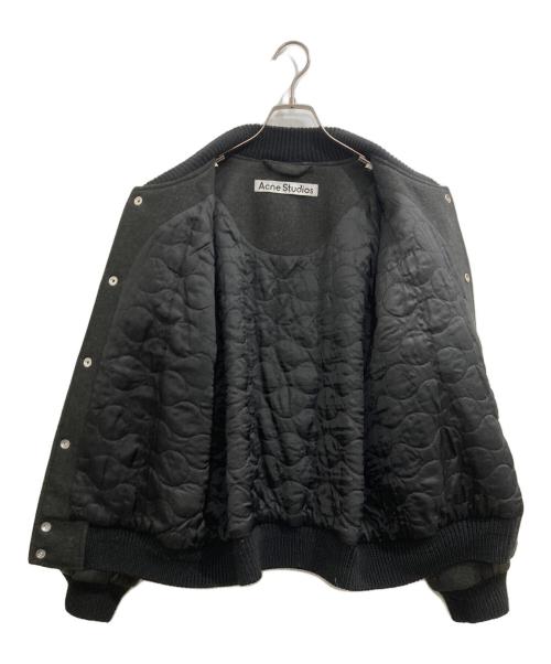 Acne studios（アクネ ストゥディオス）Acne studios (アクネ ストゥディオス) Leather Panel Wool Varsity Bomber Jacket/レザーパネル ウールバーシティボンバージャケット チャコールグレー サイズ:46の古着・服飾アイテム