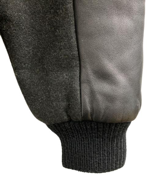Acne studios（アクネ ストゥディオス）Acne studios (アクネ ストゥディオス) Leather Panel Wool Varsity Bomber Jacket/レザーパネル ウールバーシティボンバージャケット チャコールグレー サイズ:46の古着・服飾アイテム