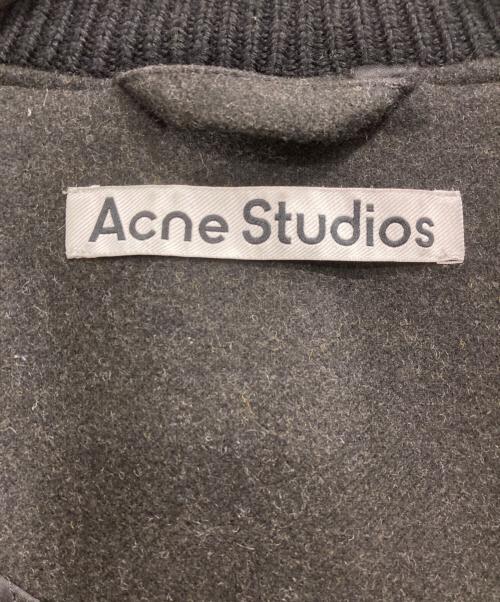 Acne studios（アクネ ストゥディオス）Acne studios (アクネ ストゥディオス) Leather Panel Wool Varsity Bomber Jacket/レザーパネル ウールバーシティボンバージャケット チャコールグレー サイズ:46の古着・服飾アイテム