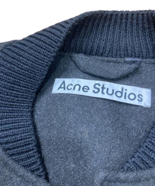 Acne studios（アクネ ストゥディオス）Acne studios (アクネ ストゥディオス) Leather Panel Wool Varsity Bomber Jacket/レザーパネル ウールバーシティボンバージャケット チャコールグレー サイズ:46の古着・服飾アイテム