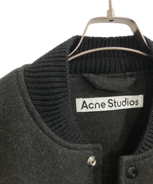 Acne studios（アクネ ストゥディオス）Acne studios (アクネ ストゥディオス) Leather Panel Wool Varsity Bomber Jacket/レザーパネル ウールバーシティボンバージャケット チャコールグレー サイズ:46の古着・服飾アイテム