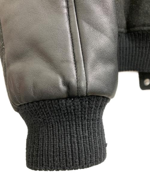 Acne studios（アクネ ストゥディオス）Acne studios (アクネ ストゥディオス) Leather Panel Wool Varsity Bomber Jacket/レザーパネル ウールバーシティボンバージャケット チャコールグレー サイズ:46の古着・服飾アイテム
