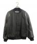 Acne studios（アクネ ストゥディオス）の古着「Leather Panel Wool Varsity Bomber Jacket/レザーパネル ウールバーシティボンバージャケット」｜チャコールグレー
