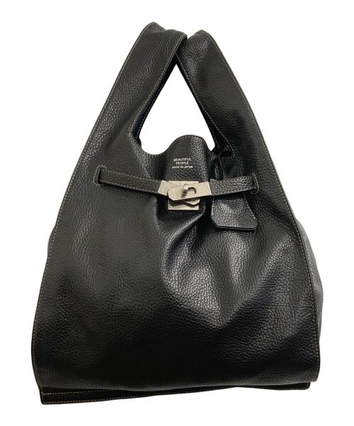 beautiful people（ビューティフルピープル）beautiful people (ビューティフルピープル) シュリンクレザー ラージマーケット バッグ/Large marcket bag in shrink leather ブラックの古着・服飾アイテム