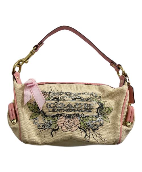 COACH（コーチ）COACH (コーチ) キャンバスタトゥー アクセサリーポーチ ハンドバッグ ベージュの古着・服飾アイテム