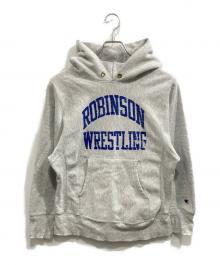 Champion REVERSE WEAVE（チャンピオン リバース ウィーブ）の古着「2段プリントリバースウィーブスウェットプルオーバーパーカー」｜グレー