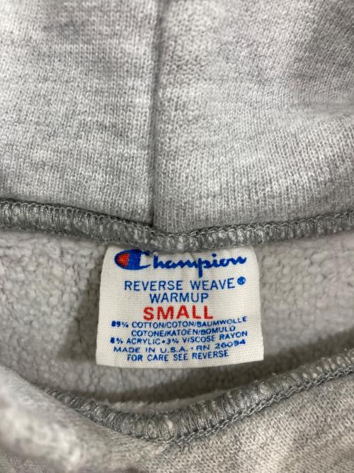 Champion REVERSE WEAVE（チャンピオン リバース ウィーブ）Champion REVERSE WEAVE (チャンピオン リバース ウィーブ) 2段プリントリバースウィーブスウェットプルオーバーパーカー グレー サイズ:Sの古着・服飾アイテム