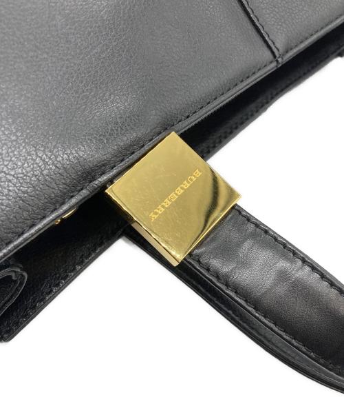 BURBERRY（バーバリー）BURBERRY (バーバリー) レザーハンドバッグ ブラックの古着・服飾アイテム