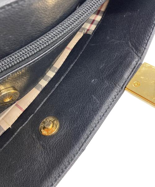 BURBERRY（バーバリー）BURBERRY (バーバリー) レザーハンドバッグ ブラックの古着・服飾アイテム