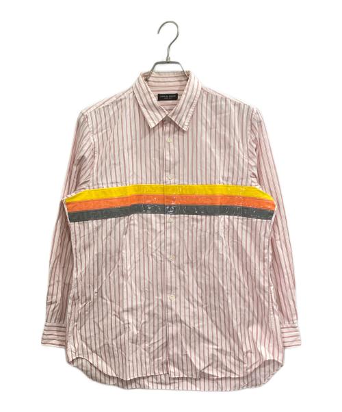 COMME des GARCONS HOMME PLUS（コムデギャルソンオムプリュス）COMME des GARCONS HOMME PLUS (コムデギャルソンオムプリュス) リフレクター ストライプシャツ ホワイト×レッド サイズ:-の古着・服飾アイテム