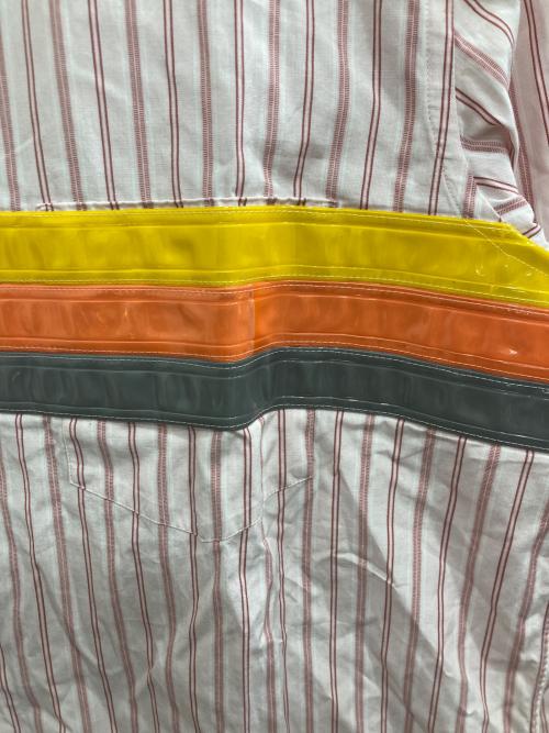 COMME des GARCONS HOMME PLUS（コムデギャルソンオムプリュス）COMME des GARCONS HOMME PLUS (コムデギャルソンオムプリュス) リフレクター ストライプシャツ ホワイト×レッド サイズ:-の古着・服飾アイテム