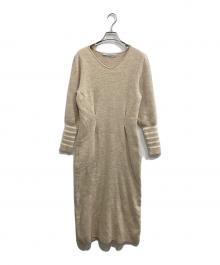 BORDERS at BALCONY（ボーダーズアットバルコニー）の古着「ロングニットワンピース」｜ベージュ