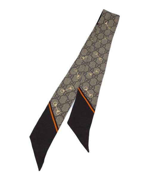 GUCCI（グッチ）GUCCI (グッチ) GG ホースビット ツイリー スカーフ ブラウンの古着・服飾アイテム