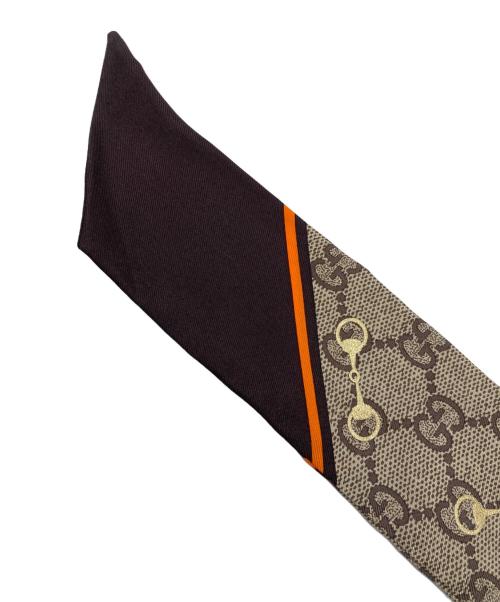 GUCCI（グッチ）GUCCI (グッチ) GG ホースビット ツイリー スカーフ ブラウンの古着・服飾アイテム