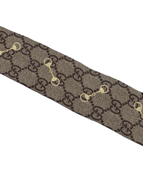 GUCCI（グッチ）GUCCI (グッチ) GG ホースビット ツイリー スカーフ ブラウンの古着・服飾アイテム