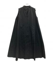 mizuiro-ind（ミズイロインド）の古着「スタンドカラーフレアノースリーブワンピース」｜ブラック