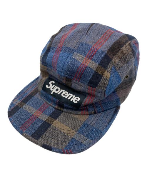 SUPREME（シュプリーム）SUPREME (シュプリーム) plaid linen camp cap ネイビーの古着・服飾アイテム